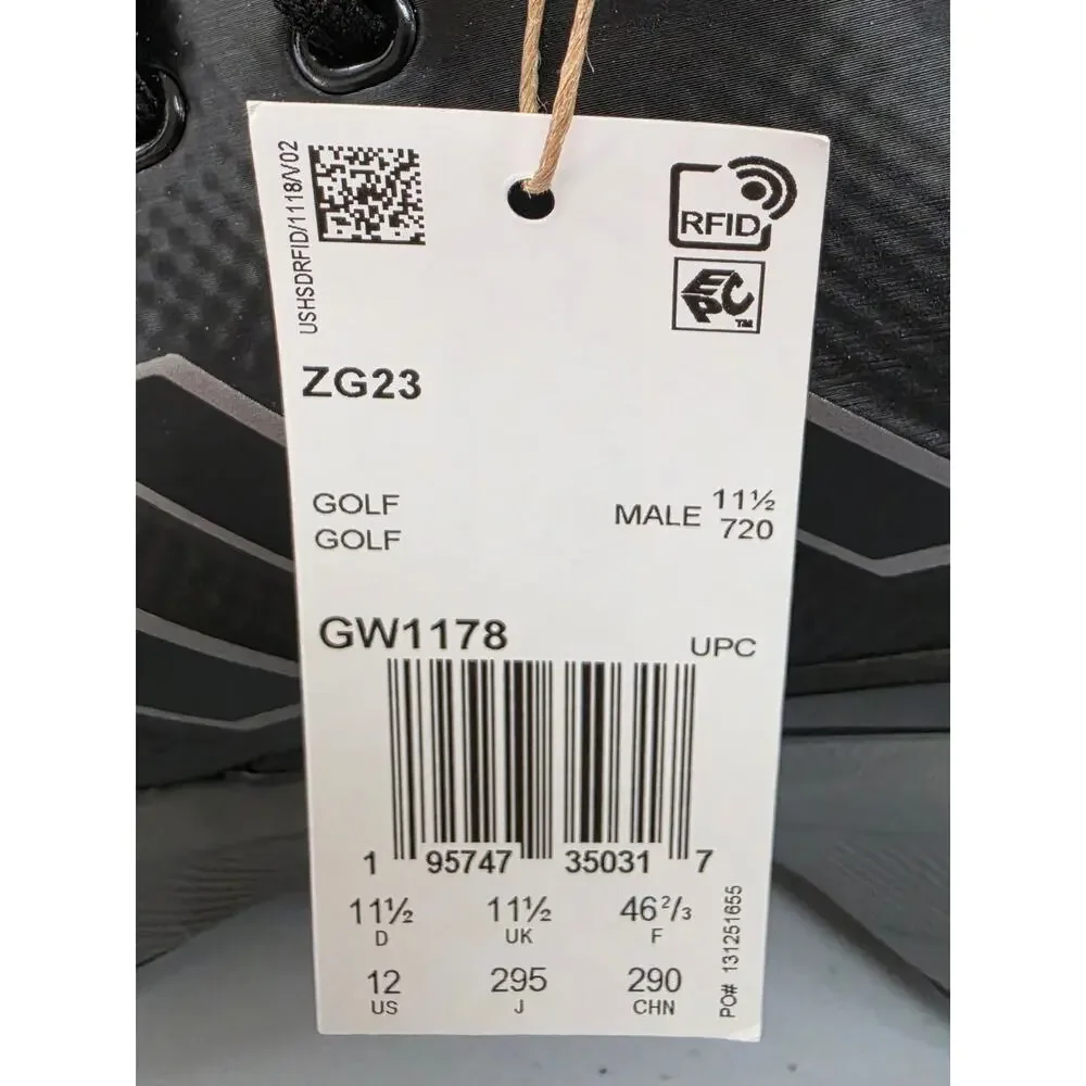NWT Adidas ZG23 Lightstrike Golf Shoes Black Silver 12M Waterproof Spiked GW1178